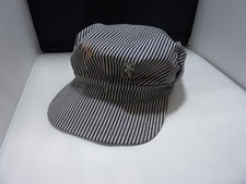 Vintage Made In USA Cotton Pinstriped Conductor Hat Cap WITH 2 PINS FITTED