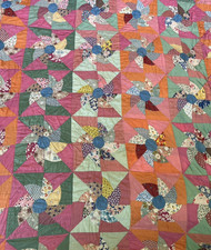 Antique Handcrafted Patchwork Quilt Pinwheel Novelty Feedsack 86 X 69 Stunning