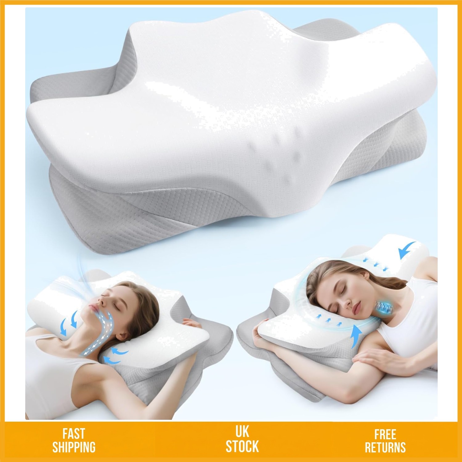 Ergonomic Orthopaedic Memory Foam Neck Support Pillow for Side Sleepers 1PC