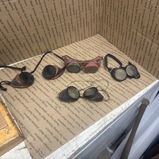 4 Sets Vintage Safety Goggles Steampunk Industrial Cup Glass And Plastic Lenses