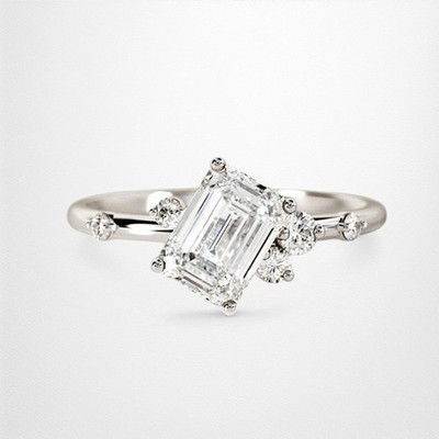 Diamantring in Platin Smaragd E F VVS Lab Created 1,20 ct IGI zertifiziert 950