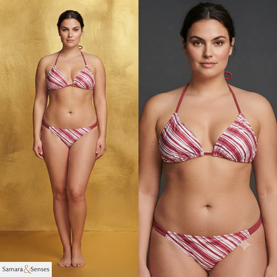 BeachTime Bikini Gr. 34 Neu Rot Weiß Gestreift Damen Bademode Set Sommer Strand