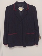 Bob Mackie 8 Vintage Pinstripe Charcoal Blazer Jacket