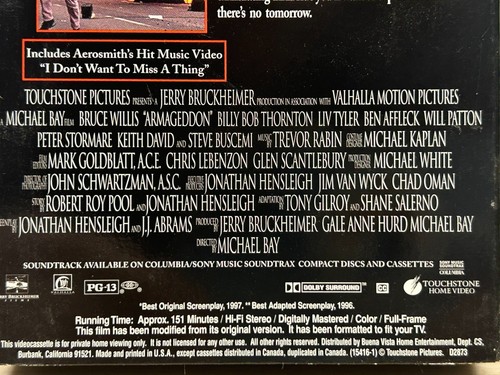 Vtg "Armagedon" 1996 VHS Movie With Bruce Willis Billy Bob Thornton Liv Tyler - Picture 5 of 9