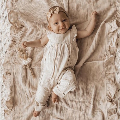 Ins Ruffled Muslin Baby Swaddle Blankets for New Born Infant Bedding Organic Bab - Picture 8 of 30