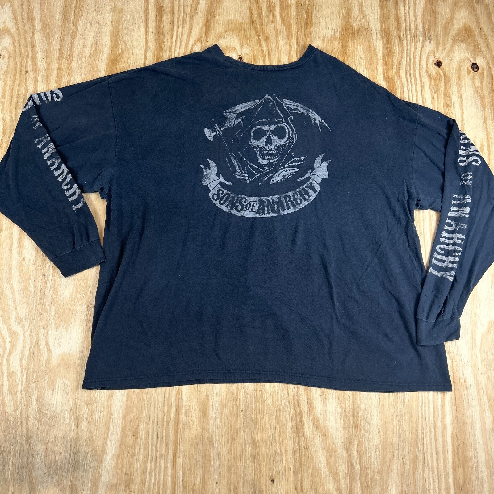 Y2K Sons Of Anarchy Skull Round Neck Puff Sleeve Sweatshirt Mens Medium Black