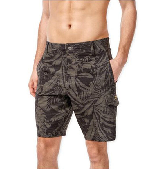 Speedo Mens Floral Hybrid Swim Bottom Board Shorts canteenbrown 36 
