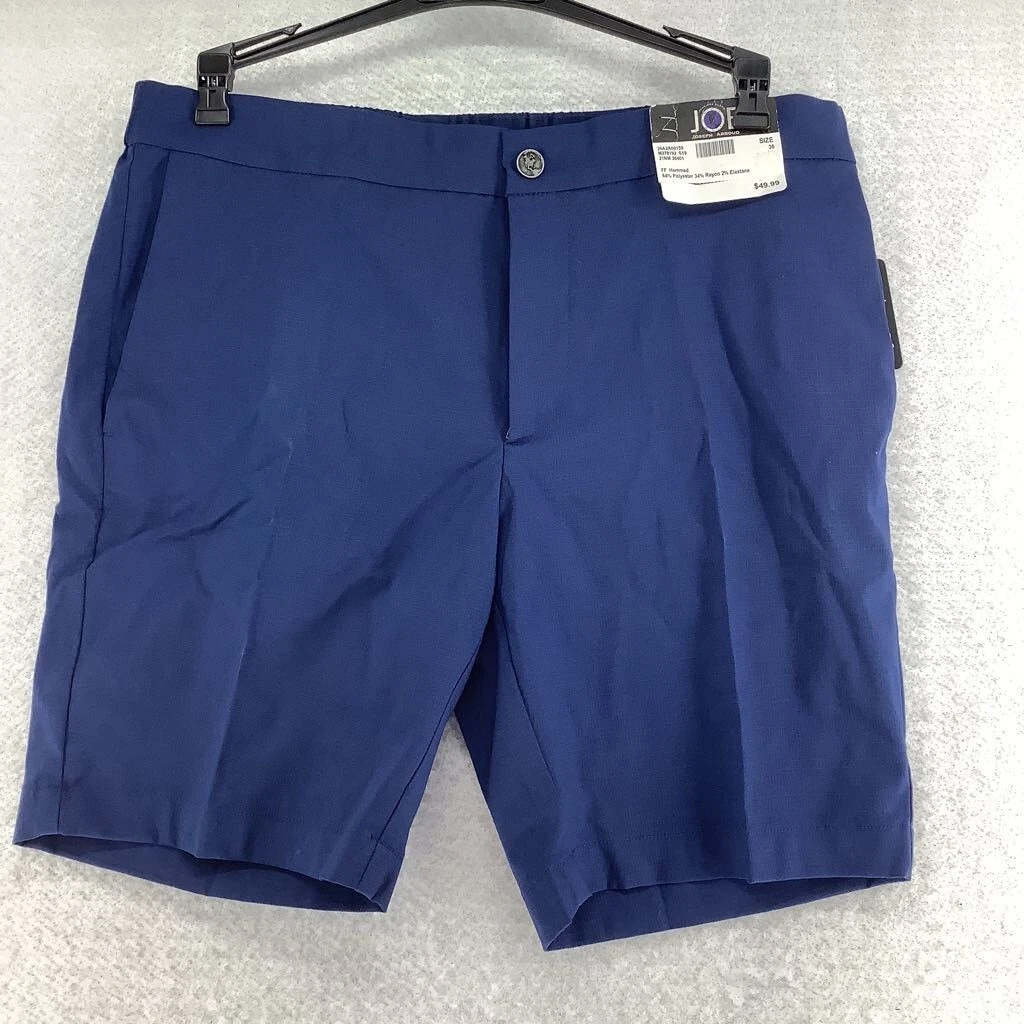 Joseph Abboud Mens Chinos & Khakis Shorts Blue Flat Front Pockets Stretch 36 New