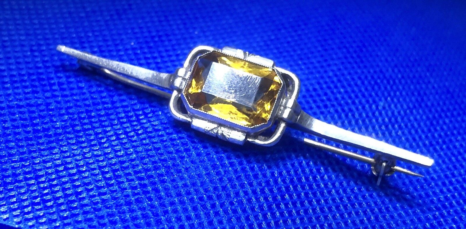 3-4 K Citrine BROOCH Silver 835 ANTIQUE Vintage 1900s 65 mm 2.5 Inches