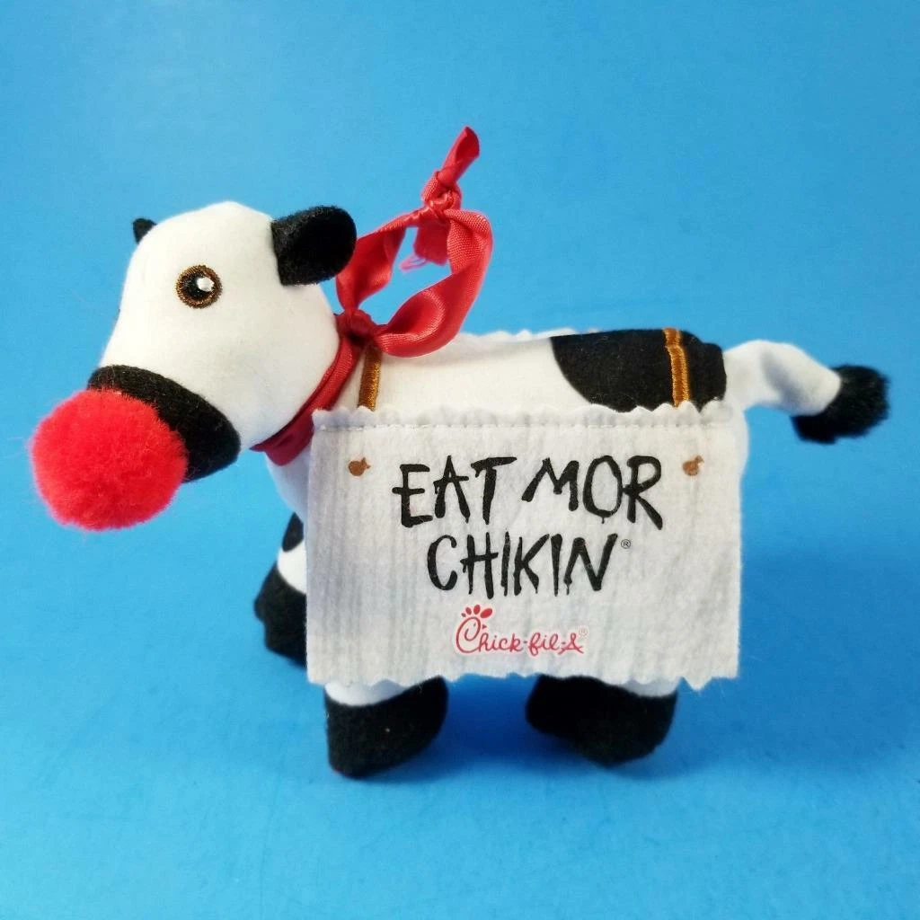 Chick Fil A Cow Plush Christmas Ornament Eat Mor Chikin More Chicken  Rudolph Red