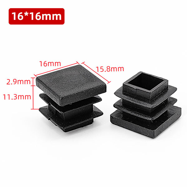 10pcs Square Plastic Black Blanking End Cap Tube Pipe Insert Plug Bung 10x10~50x50mm Chair Leg Feet Pads Covers Floor Protector – Buy The Best Products In The Online Store - Foto 2