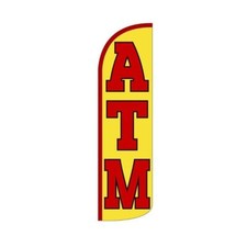 ATM Swooper Flutter Feather Flag  3ft W x 11.5ft Tall