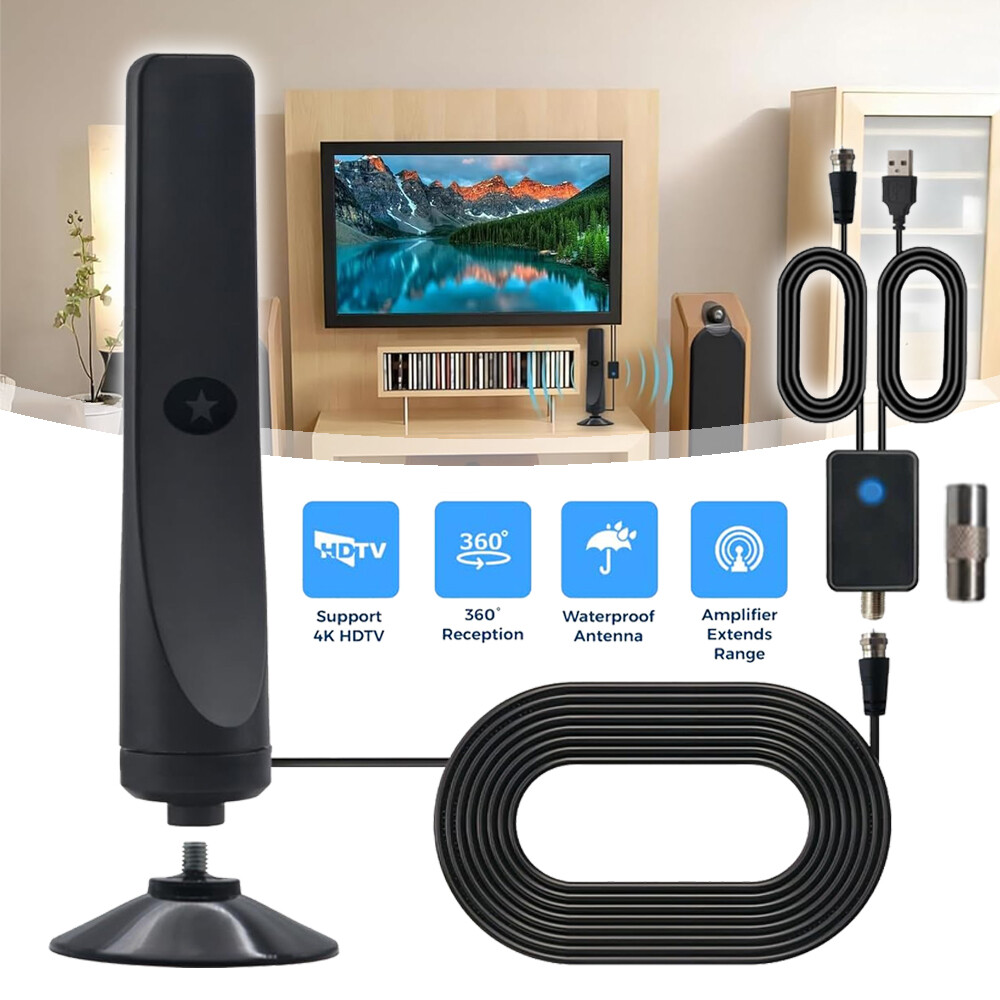 Antena Indoor TV Aerial 1080P 4K HD 360° Digital TV Antenna with Signal  Booster