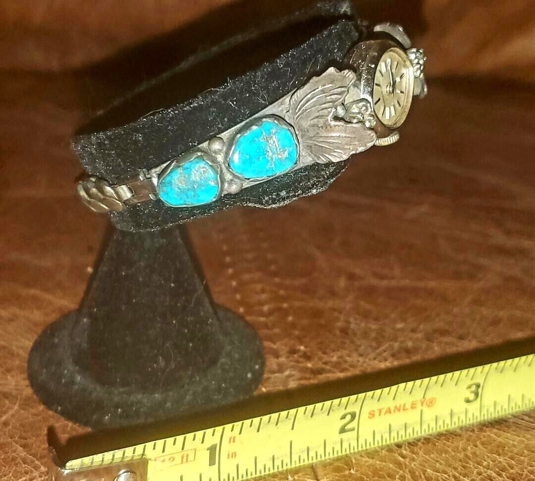 VINTAGE Silver turquoise band and wrist watch Seiko Solar VINTAGE Silver turquoise band and wrist watch Seiko Solar