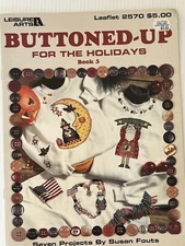 Leisure Arts Cross Stitch Pattern Leaflet 2570 Buttoned Up Holidays Christmas 