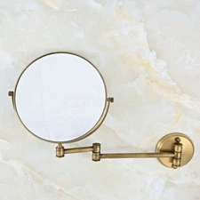 Antique 8" Double Side Bathroom Folding Brass Shave Makeup Mirror Wall Mounted