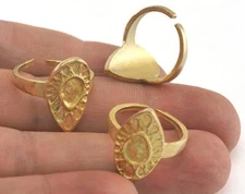 Drop Adjustable Ring Bezel Raw brass 16.5mm 6US inner size - Adjustable 2571