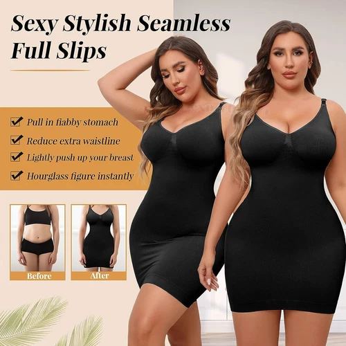 Damen Full Slip Under Kleid Verstellbare Träger Camisole Minikleid Knielang - Bild 5 von 24