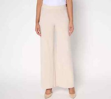 Dennis Basso Cavier Crepe Wide Leg Pants-Pearl Beige-2X-NEW-A681182