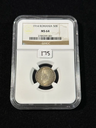 NGC MS64 Romania 50 Bani 1914
