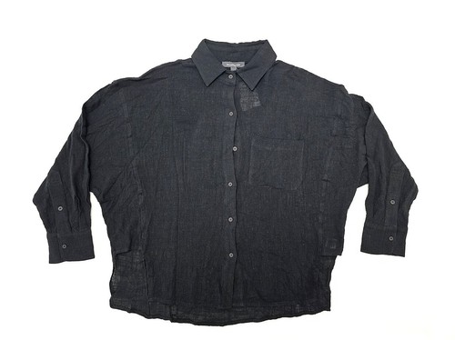 Grade & Gather Blouse Women Long Sleeve Shirt Button Up Black Tamara Top Size S