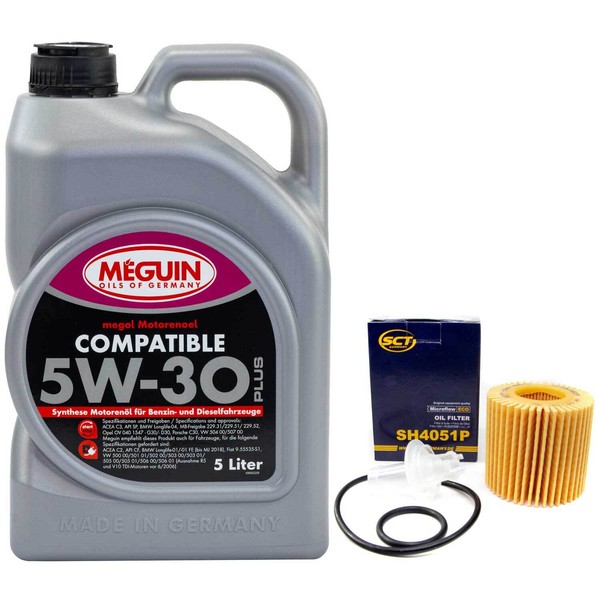 MotoröL Set 5W-30 Meguin 5 Liter + ÖLfilter SH 4051 P FüR Toyota Avensis RAV 4-image