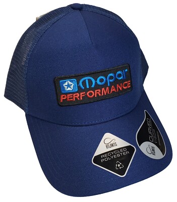MOPAR PERFORMANCE Patch on Atlantis Trucker Hat Snapback Navy/Navy
