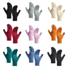 Unisex Women Knitted Winter Warm Full Finger Glove Thermal Touch Screen Gloves