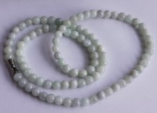 100 Natural Grade A Untreated Light Green Jadeite JADE Beads Necklace 19.5"