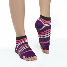 Gaiam One Pair Purple Toeless Yoga Socks Size Small / Medium No Slip NEW