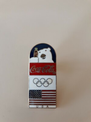 1994 COCA-COLA LILLEHAMMER OLYMPIC PIN COKE BEAR US FLAG USA