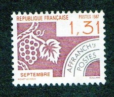 TIMBRE FRANCE 1987, PRÉOBLITÉRÉ LES MOIS, SEPTEMBRE