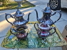 Lancaster Rose Coffee  Tea set by Poole 400 E. P. C. A. Silver Plate 4 Pc