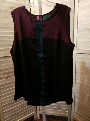 Ruby Ribbon Womens Blouse Size M Purple Black Green Sleeveless Lightweight Tank 