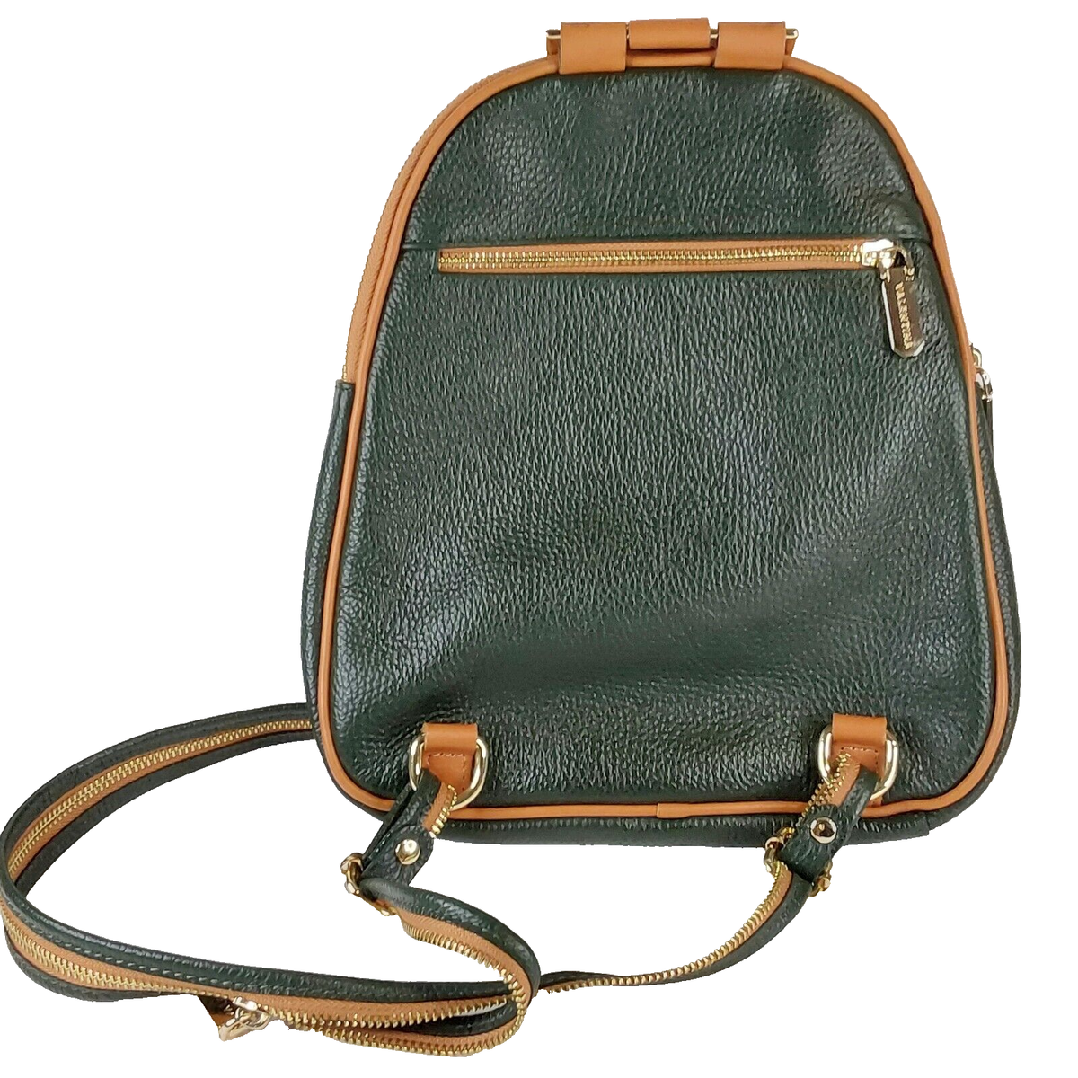 VALENTINA Italy Backpack Shoulder Bag Convertible Dark Green 