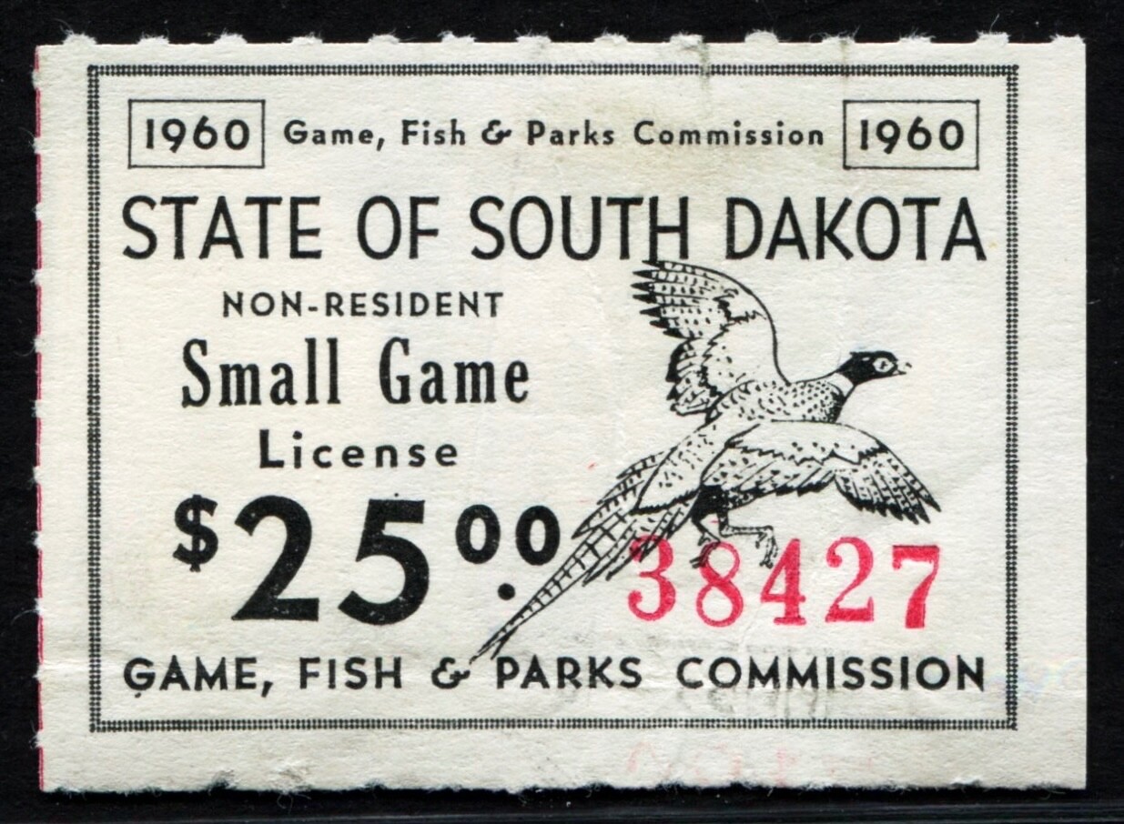 Lot of 1960 1977 South Dakota Small Game Pheasant Hunting License