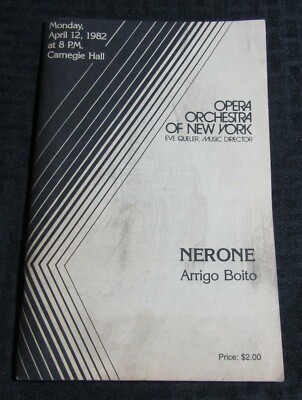 1982 NERONE Arrigo Boito Opera Orchestra of New York Program VG 4.0