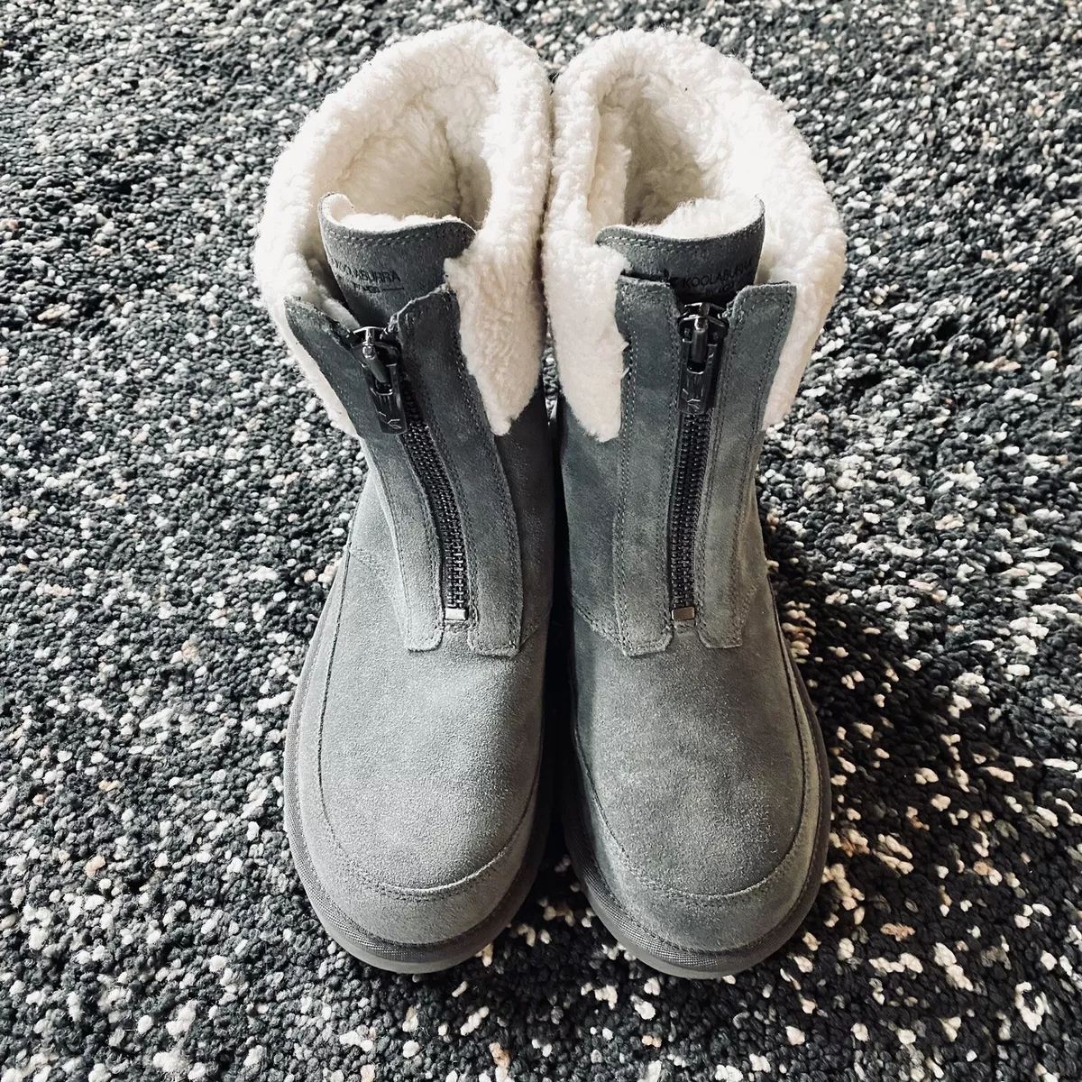 Grey ugg hotsell boots with zipper