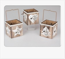 Weihnachtliches Windlicht mit B&uuml;gel und Glas 10cm 1 Modell sortiert