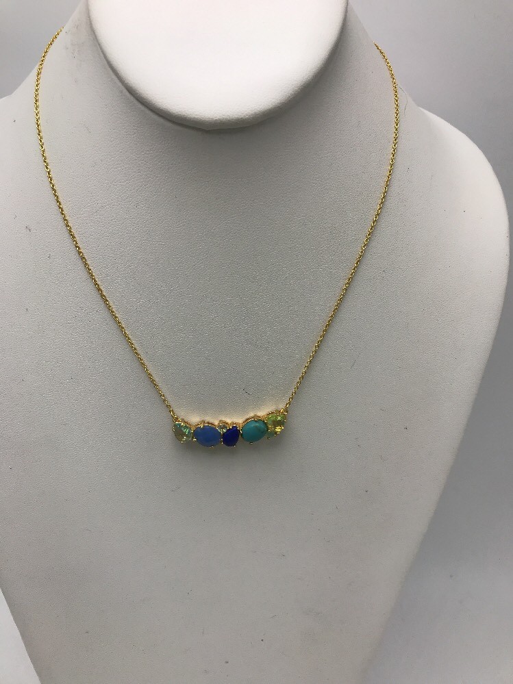 $58 Ralph lauren gold tone pop style blue & green stones