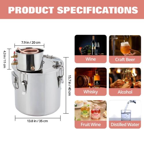 Alcohol Still 10Gal 38L Water Alcohol Distiller Spirits Kit W/ Circulating Pump - Picture 2 of 7