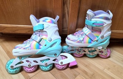 Sulifeel: Rainbow Unicorn Roller Blades Size Girls Medium EU 32-36 (USED)