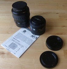 MINOLTA MAXXUM AF 50, MINOLTA ZOOM XI AF 80-200 TWO CAMERA LENS, TWO SPARE CAPS