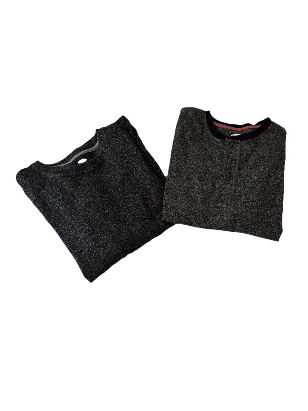 Old Navy Long Sleeve Shirts, Heathered Black, Boys Size XL, Henley, Pocket T