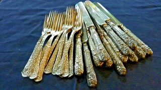 24 pc Reed & Barton Silver Plate Renaissance Bacchus Patter 12 K 12 F 83458