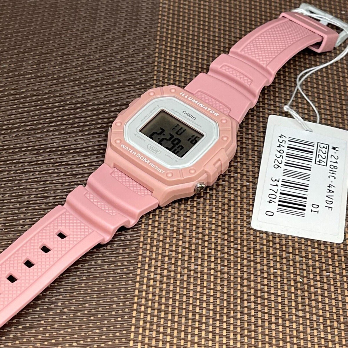 Casio W-218HC-4A Illuminator Pink Resin Digital Sporty Design 