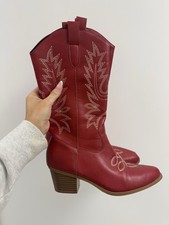 Size 6 Red Funky Chunky Cowboy Boots, Rave Outfit, Festival Boots