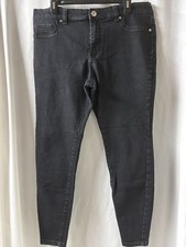 Forever 21 Plus Size 16R Black Skinny Jeans High Rise Faded Denim Stretch Pants