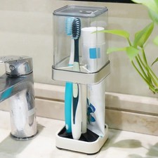 Bathroom Toothbrush Holder with Cup Cover Toothpaste Storage for Daily Use