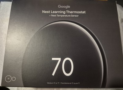  Google Nest Learning Thermostat 4th Gen and Sensor  Polished Obsidian